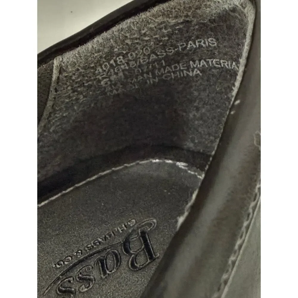 GH Bass Paris Heeled Loafers Black Square Toe Block Heel Office Siren Women's 6M